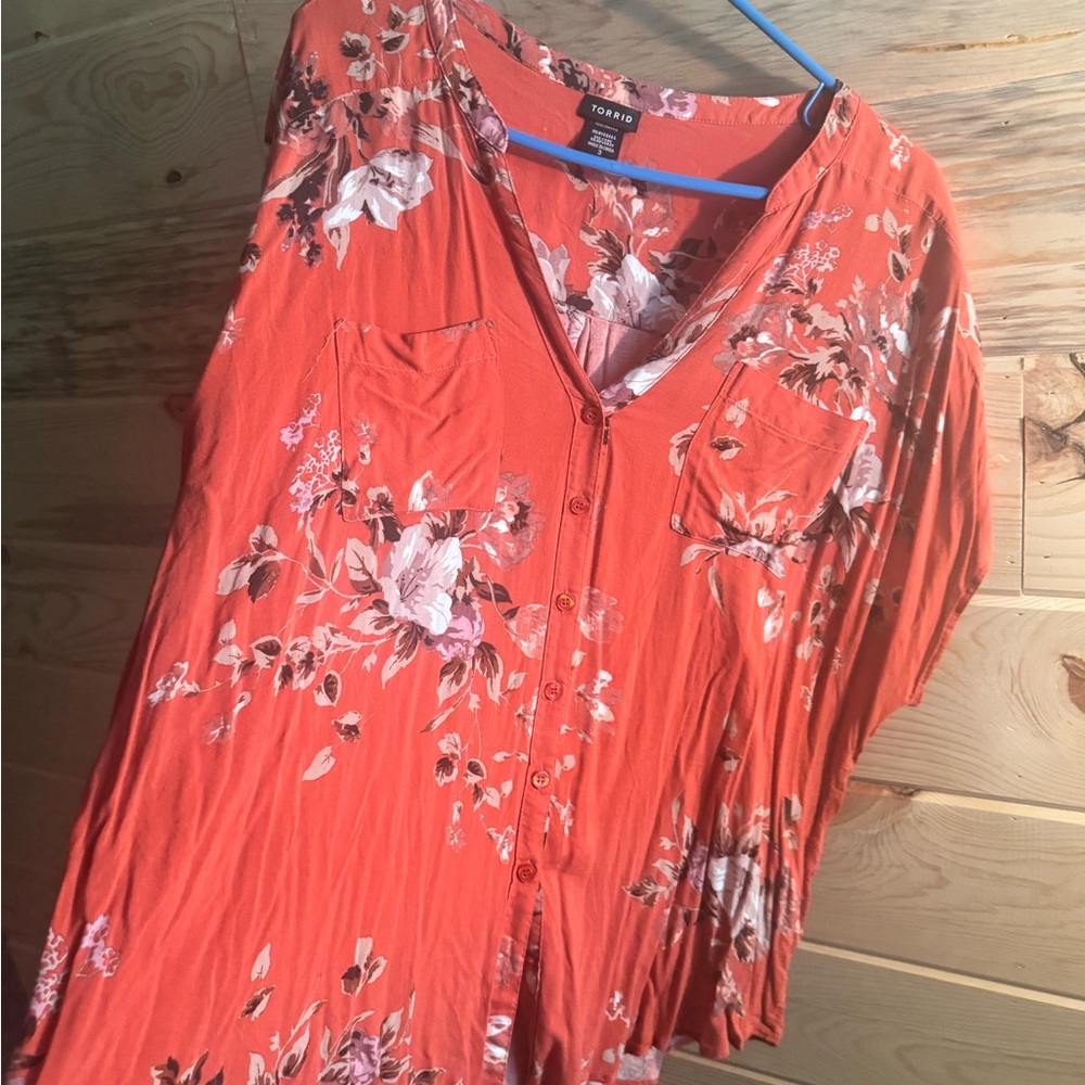 Torrid Orange and Pink Blouse Vibrant and Stylish